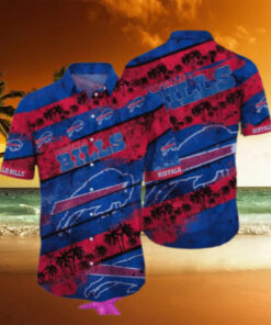 Buffalo Bills Palm Stripe Hawaiian Shirt