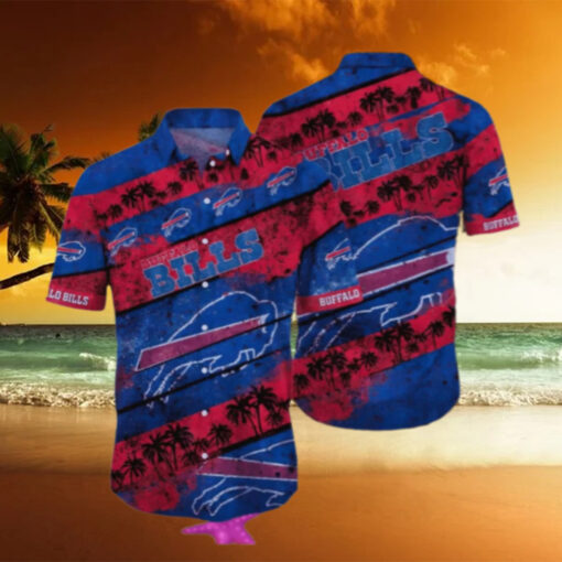 Buffalo Bills Palm Stripe Hawaiian Shirt