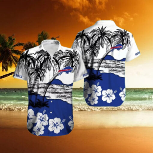 Buffalo Bills Palm and Hibiscus Island Hawaiian Shirt