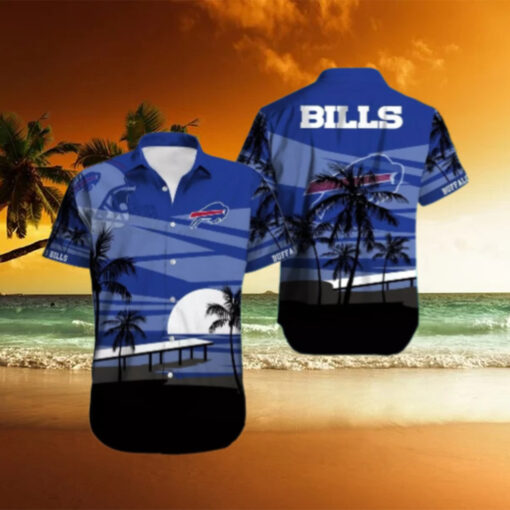 Buffalo Bills Pier Sunset Silhouette Hawaiian Shirt