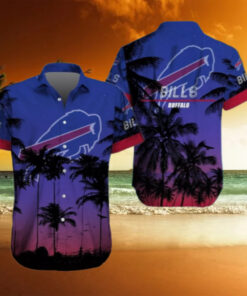 Buffalo Bills Sunset Silhouette Palm Hawaiian Shirt