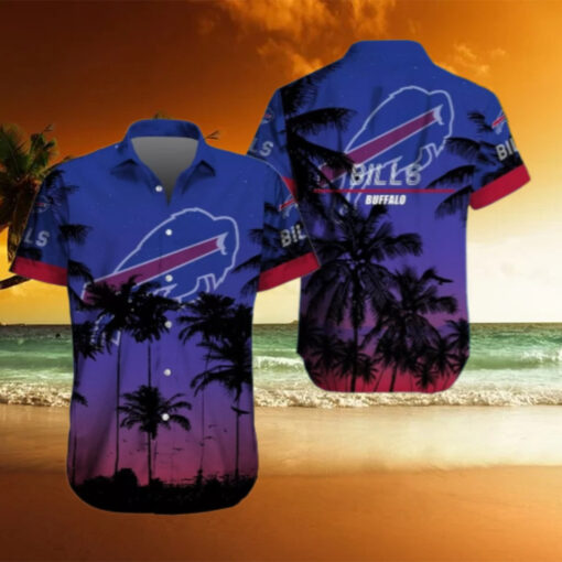 Buffalo Bills Sunset Silhouette Palm Hawaiian Shirt