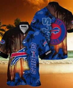 Buffalo Bills Sunset Split Personalized Name Hawaiian Shirt