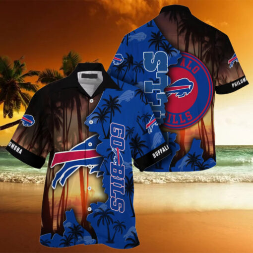 Buffalo Bills Sunset Split Personalized Name Hawaiian Shirt