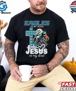 Cross Philadelphia Eagles mascot in my veins Jesus in my heart shirt