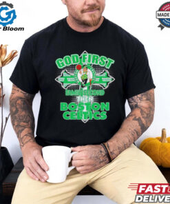 Cross god first family second then Boston Celtics basketball shirt