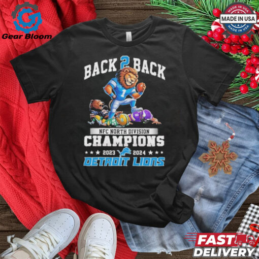 Detroit Lions Back 2 Back NFC North Champions 2024 Beat Them All Mascot T Shirt