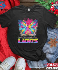 Detroit Lions We Believe In Miracles Fight Cancer In All Colors Butterfly T shirts