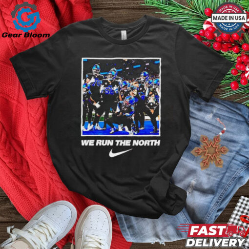 Detroit Lions players celebration we run the north shirt