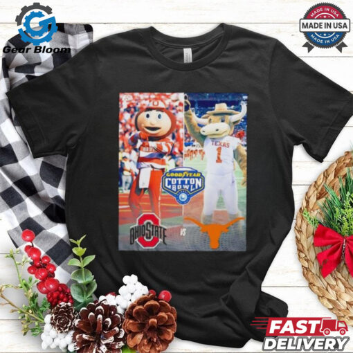 Goodyear Cotton Bowl Ohio State Buckeyes vs Texas Longhorns mascots shirt