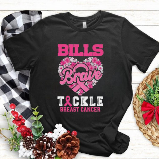 Heart Buffalo Bills Brave Tickle Breast Cancer Flowers shirt