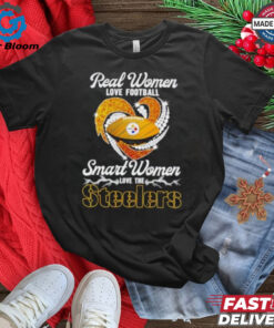 Heart real women love football smart women love the Pittsburgh Steelers football logo graphic shirt