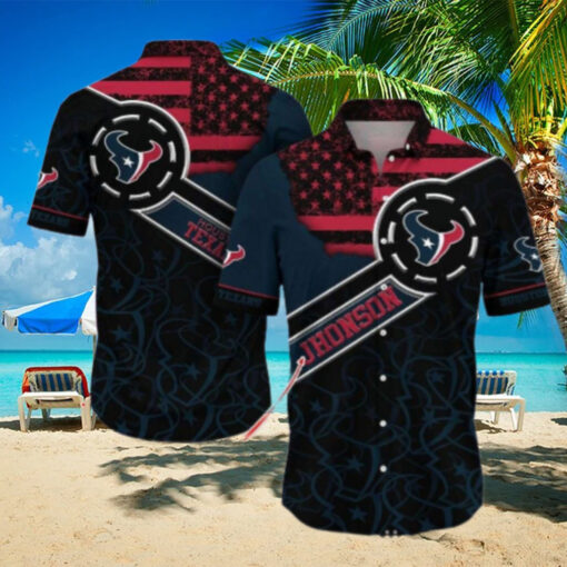 Houston Texans US Flag Customizable Hawaiian Shirt