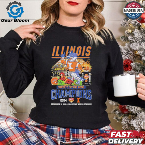 Illinois Fighting Illini Cheezit Citrus Bowl Champions 2024 Mascot T Shirts  Fan Favorite