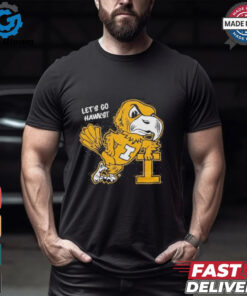 Iowa Hawkeyes Leaning Hawkeye Let’s Go Hawks Mascot T shirts