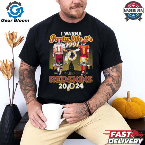 Jayden Daniels X Mark Rypien Washington Commanders I Wanna Party Like It’s 1991 Redskins 2024 Skyline Signatures T shirts