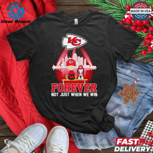 Kansas City Chiefs forever not just when we win Snoopy behind city skyline shirt