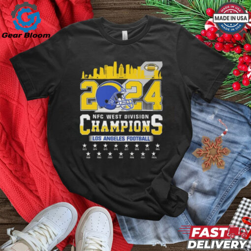 Los Angeles Rams 2024 NFC West Division Champions 1973 2024 Skyline Helmet Shirt