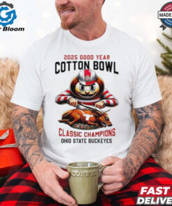 Mascot Ohio State Buckeyes vs Texas Longhorns 2025 Good Year Cotton Bowl Classic Champions Fun Football Shirt - Celebrate Ohio State’s 2025 Cotton Bowl Victory Over Texas, Fun and Bold Design Featuring Team Mascots, Perfect for Buckeyes Fans and College Football Enthusiasts