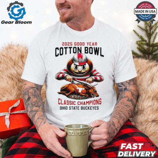 Mascot Ohio State Buckeyes vs Texas Longhorn 2025 Good Year Cotton Bowl Classic Champions Fun Football shirt