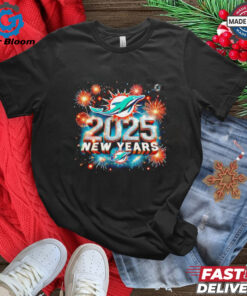 **Miami Dolphins 2025 New Year Firework Best Selling Shirt** - Celebrate 2025 with Miami Dolphins pride! This festive shirt features a stunning firework display alongside the Dolphins' iconic logo, making it the perfect way for fans to ring in the new year while showing their team spirit. A must-have for Dolphins supporters ready to start the year with excitement!