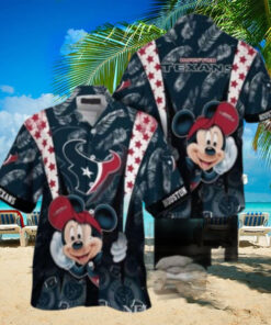 Mickey Mouse Cheerful Cartoon Character Houston Texans Hawaiian Shirt