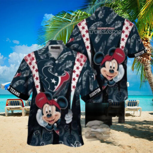 Mickey Mouse Cheerful Cartoon Character Houston Texans Hawaiian Shirt