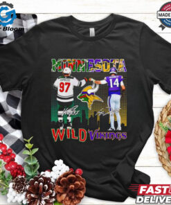 Minnesota Wild Kirill Kaprizov and Vikings Sam Darnold Signatures Shirt - Show your support for both Kirill Kaprizov of the Minnesota Wild and Sam Darnold of the Minnesota Vikings with this exclusive shirt featuring their signatures. Perfect for fans who love both hockey and football, this shirt is a great way to represent your favorite players from two beloved Minnesota teams!