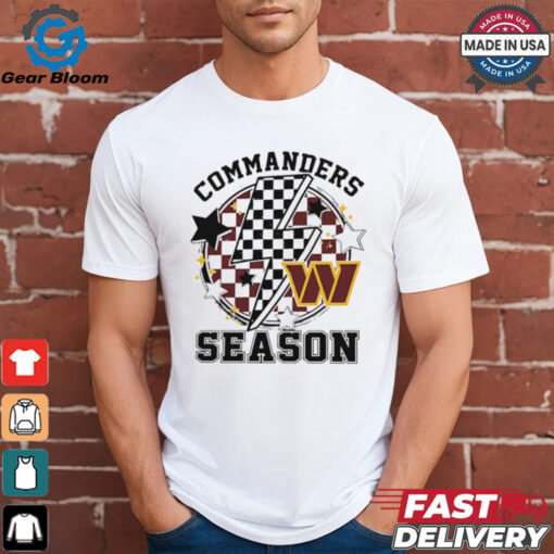 NFL Commanders Season Football Game lightning checkered flag shirt