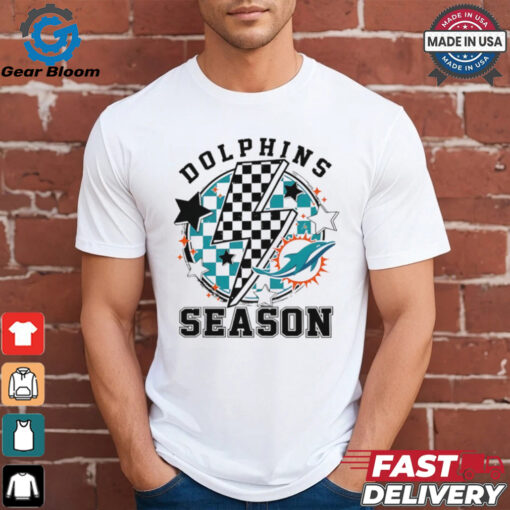 NFL Dolphins Season Football Game lightning checkered flag shirt