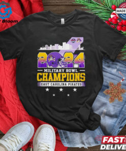 Official 2024 Military Bowl Champions East Carolina Pirates skyline Best Selling shirt