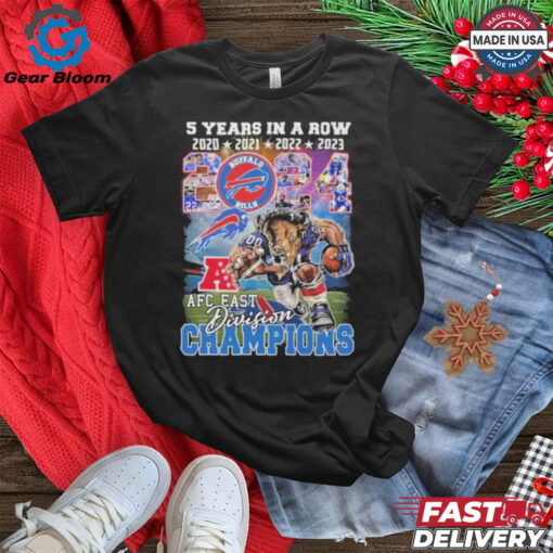 Official 5 Years In A Row 2024 AFC East Division Champions For Buffalo Bills T Shirt