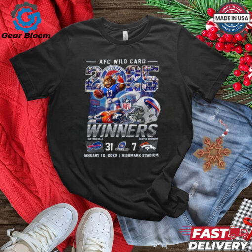 Official AFC Wild Card 2025 Winners Buffalo Bills Beat Denver Broncos Mascot Shirt