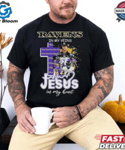 Official Baltimore Ravens In My Veins Jesus In My Heart Coach And Players Cross Signatures T shirts