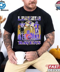 Official Baltimore Ravens Legends Ray Lewis And Lamar Jackson Fist Bump Baltimore Skyline 2024 NFL Playoffs Fan Favorite Shirt