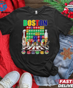 Official Bruins Celtics Red Sox New England Patriots Boston City of Champions Abbey Road Signatures Best Selling Shirt - Celebrate Boston's Championship Legacy with an Iconic Abbey Road-Inspired Design, Featuring Signatures from the Bruins, Celtics, Red Sox, and Patriots. Perfect for Fans of Boston’s Historic Sports Teams!