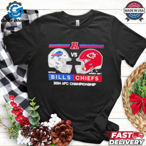 Official Buffalo Bills Vs Kansas City Chiefs 2024 AFC Conference Matchup Helmet Head To Head Shirt