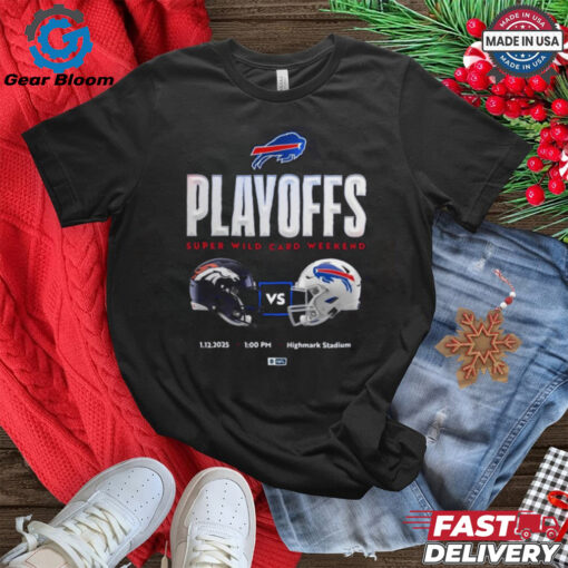 Official Denver Broncos Vs Buffalo Bills Playoffs Super Wild Card Weekend 1.12.2025 Helmet t shirt