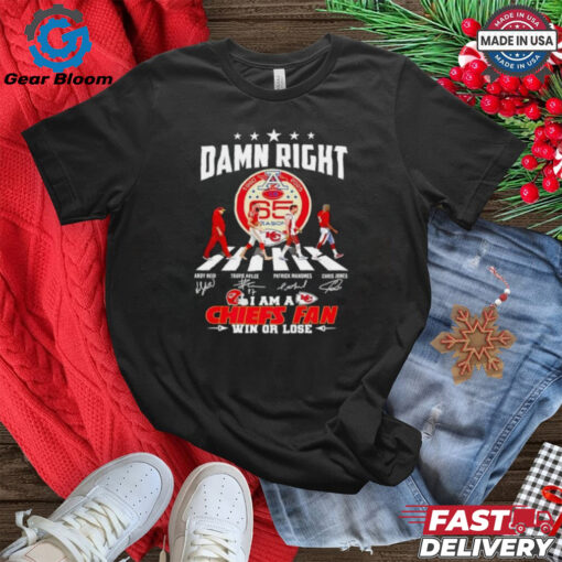 Official Kansas City Chiefs abbey road 65 Seasons damn right I am a Chiefs fan forever signatures Best Selling shirt