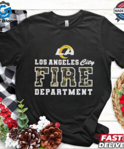 Official Los Angeles Rams Coach Sean McVay LAFD Camo Fire Shirt - Support Firefighters and Football, Unique Design for Rams Fans, Perfect for LAFD and McVay Supporters