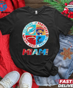 Official Miami Heat Marlins Panthers Hurricanes Dolphins all sports logo graphic Best Selling shirt