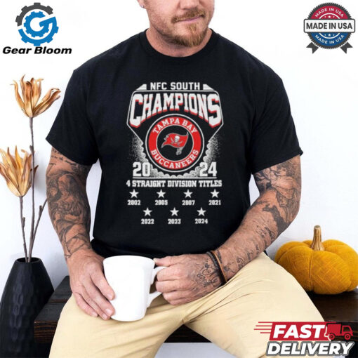 Official NFC South Champions 2024 Tampa Bay Buccaneers 4 Straight Division Titles T Shirt