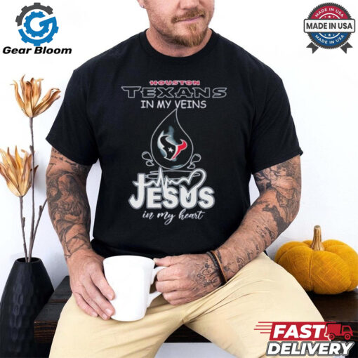 Official NFL Houston Texans In My Veins Jesus In My Heart Best Selling T Shirt