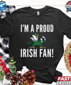 Official Notre Dame Fighting Irish I’m A Proud Irish Fan Onto the National Championship Mascot T-Shirt - Show Your Support for Notre Dame, Celebrate the Team’s Journey to the National Championship, Perfect for Proud Irish Fans and College Football Enthusiasts