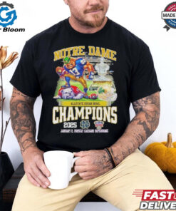 Official Notre Dame Football Fighting Irish 2025 Sugar Bowl Champions Jan 2, 2025 At Caesars Superdome Mascot Fan Favorite Shirt