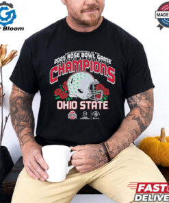 Official Ohio State Buckeyes 2025 College Football Playoff Rose Bowl Champions Locker Room Logo Fan Favorite T Shirt