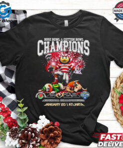 Official Ohio State Buckeyes Rose Bowl And Cotton Bowl Champions 2025 T Shirt