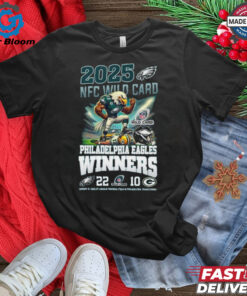 Official Philadelphia Eagles Are NFC Wild Card 2025 Winners 22 10 Celebrating T Shirt