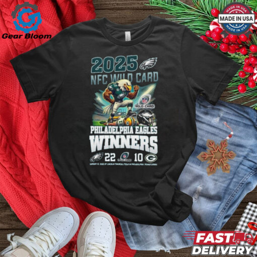 Official Philadelphia Eagles Are NFC Wild Card 2025 Winners 22 10 Celebrating T Shirt