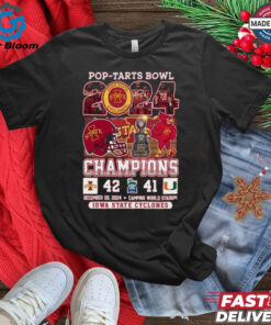 Official Pop-Tarts Bowl 2024 Champions Iowa State Cyclones 42-41 Mascot Fan Favorite Shirt - Celebrate the Cyclones' Victory with Exclusive Pop-Tarts Bowl Championship Apparel, Perfect for Iowa State Fans and College Football Enthusiasts.